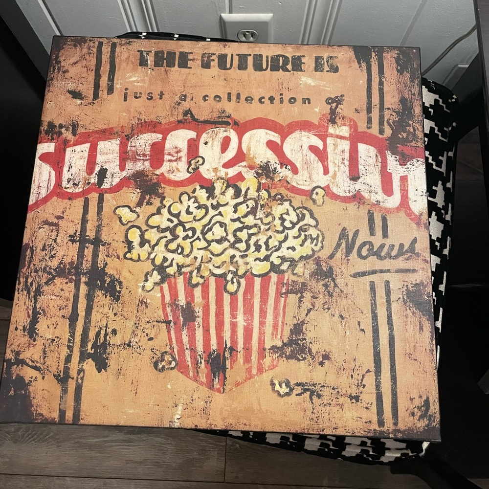 Funky and Fun Popcorn Cinema Wall Art - Red & Yellow Graphic